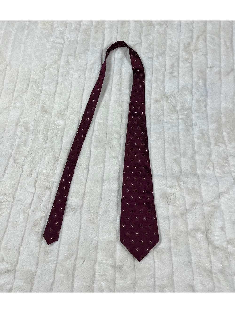 VTG Polo Ralph Lauren Men's 100% Silk Dark Red "Button" Print Fall Work Tie